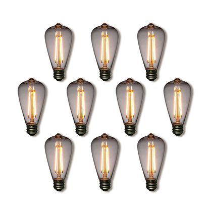 10-Pack LED Filament ST64 Shatterproof Light Bulb, Dimmable, 2W,  E26 Medium Base