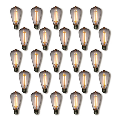 25-Pack LED Filament ST64 Shatterproof Light Bulb, Dimmable, 2W,  E26 Medium Base