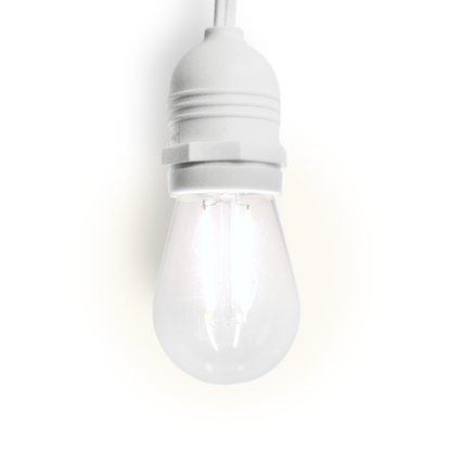 CORD + SHATTERPROOF BULB | White Pendant Light Lamp Cord Combo Kit, Switch, S14 Cool White Bulb