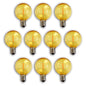 10-PACK Yellow LED Filament G40 Globe Shatterproof Energy Saving Color Light Bulb, Dimmable, 1W,  E12 Candelabra Base