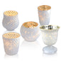 Bohemian Chic Pearl White Mercury Glass Tea Light Votive Candle Holders (Set of 5, Assorted Designs and Sizes)