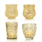 Imagination Gold Mercury Glass Tea Light Votive Candle Holders (Set of 4, Assorted Designs and Sizes)