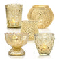 Allure Gold Mercury Glass Tea Light Votive Candle Holders (Set of 5, Assorted Designs and Sizes)