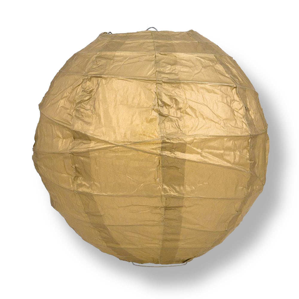 12" Christmas Holiday Triple Gold Paper Lantern String Light COMBO Kit (21 FT, EXPANDABLE, White Cord)
