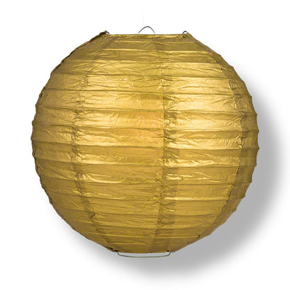 12" Wedding Triple Gold Paper Lantern String Light COMBO Kit (21 FT, EXPANDABLE, White Cord)