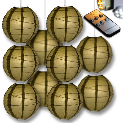 Gold Crisscross Paper Lantern 10pc Party Pack with Remote Controlled LED Lights Included
