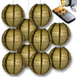 Gold Crisscross Paper Lantern 10pc Party Pack with Remote Controlled LED Lights Included