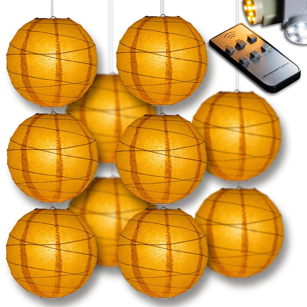 Orange Crisscross Paper Lantern 10pc Party Pack with Remote Controlled LED Lights Included