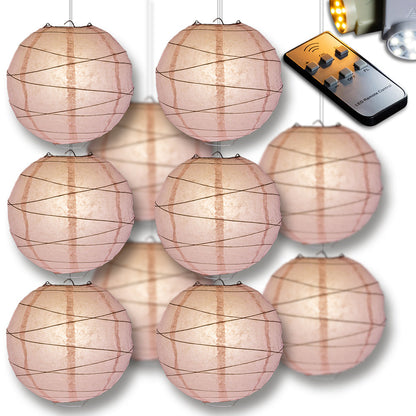 Pink Crisscross Paper Lantern 10pc Party Pack with Remote Controlled LED Lights Included