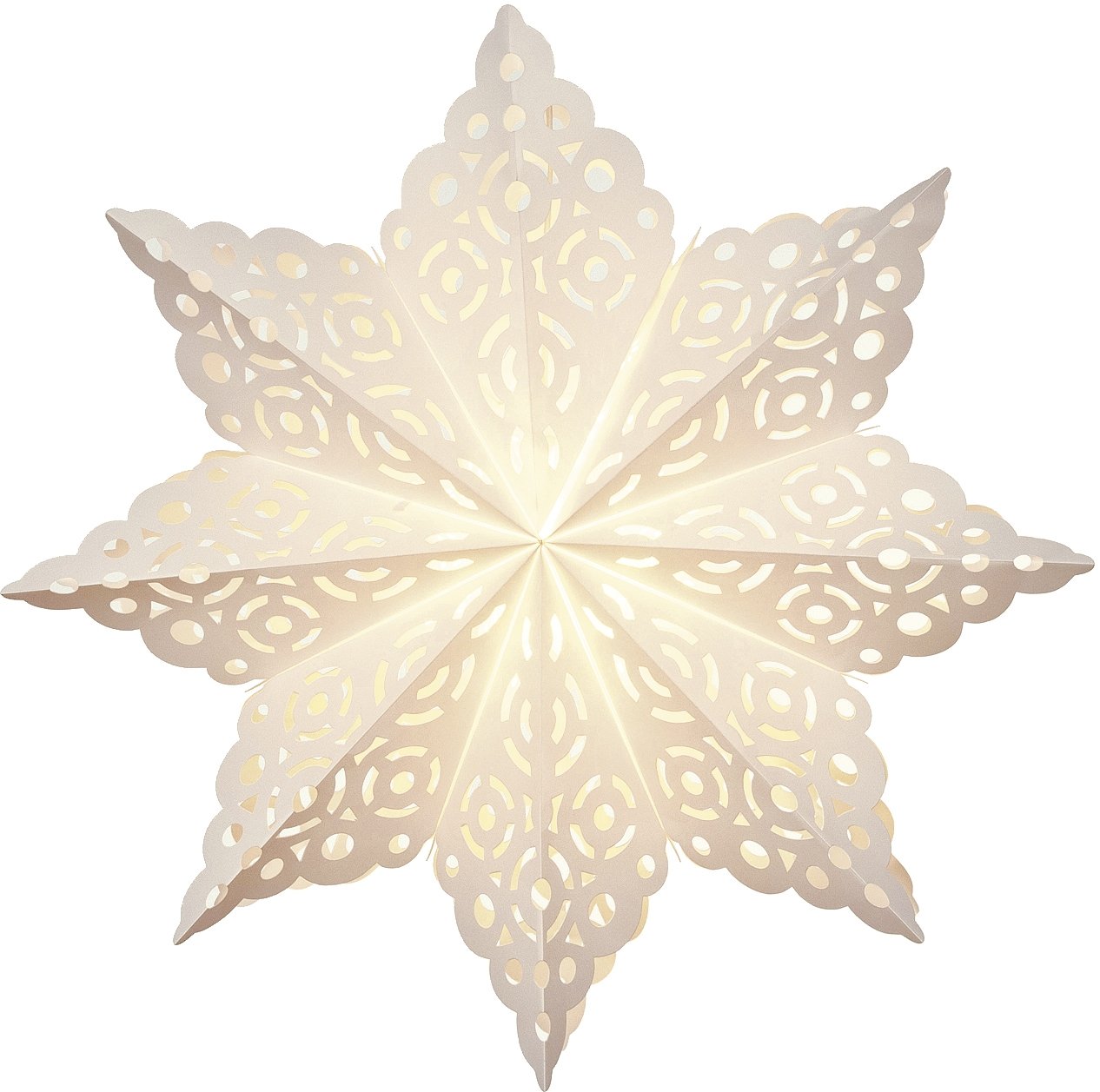 White Gelo Pizzelle Designer Paper Star Lantern - PaperLanternStore.com - Paper Lanterns, Decor, Party Lights & More