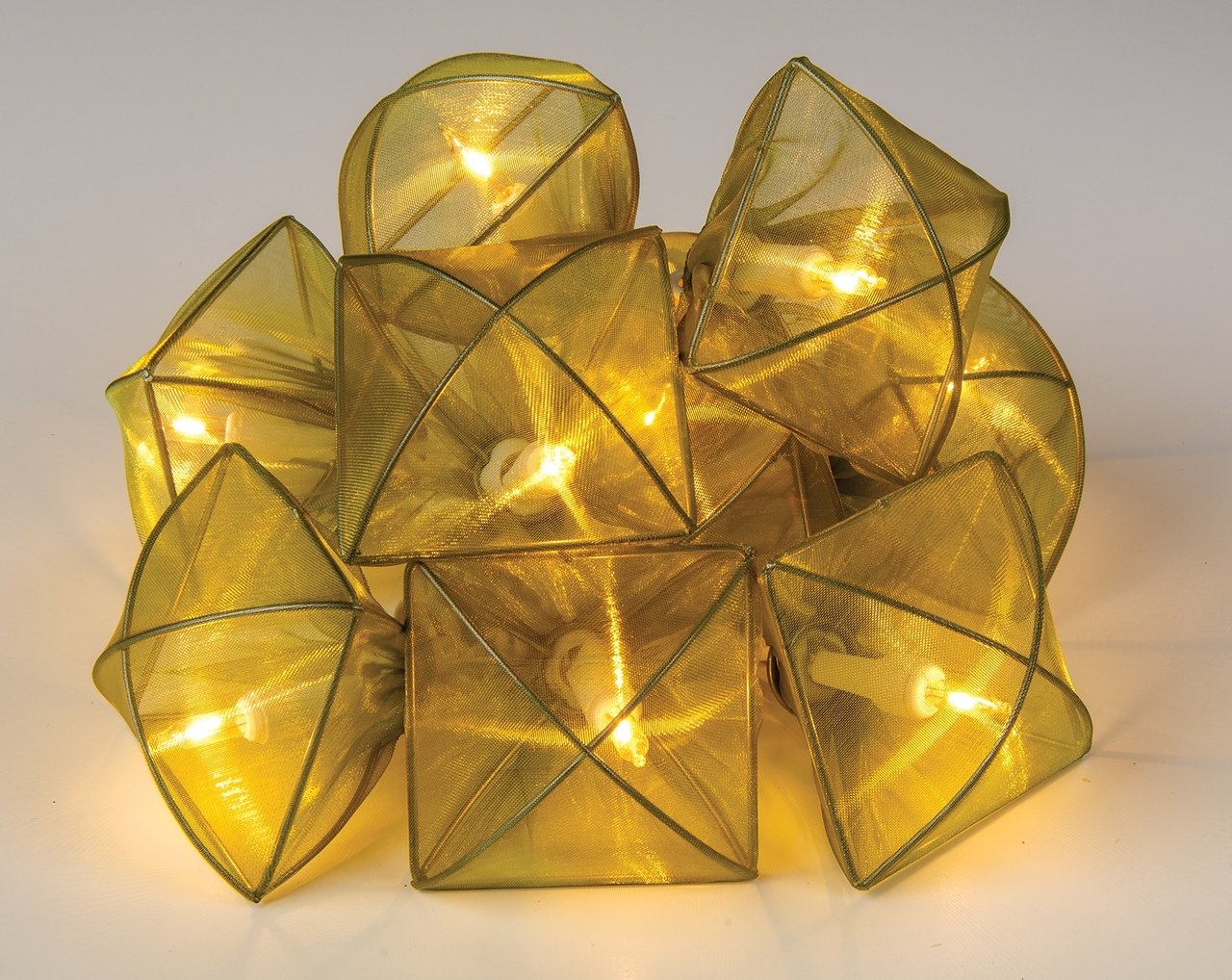 Green Organza Gem String Lights - PaperLanternStore.com - Paper Lanterns, Decor, Party Lights & More