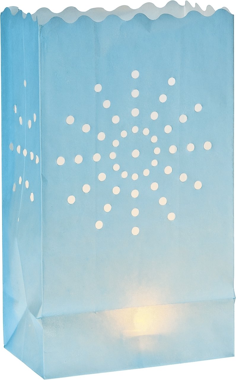 Ice Blue Sunburst Paper Bag Luminaries (4-pack) - PaperLanternStore.com - Paper Lanterns, Decor, Party Lights & More