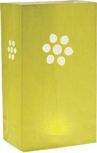 Chartreuse Green Daisy Paper Bag Luminaries (4-pack) - PaperLanternStore.com - Paper Lanterns, Decor, Party Lights & More