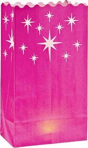Fuchsia Pink Starburst Paper Bag Luminaries (4-pack) - PaperLanternStore.com - Paper Lanterns, Decor, Party Lights & More