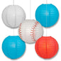 Los Angeles Pro Baseball 14-inch Paper Lanterns 5pc Combo Party Pack - Blue, Grey & Red