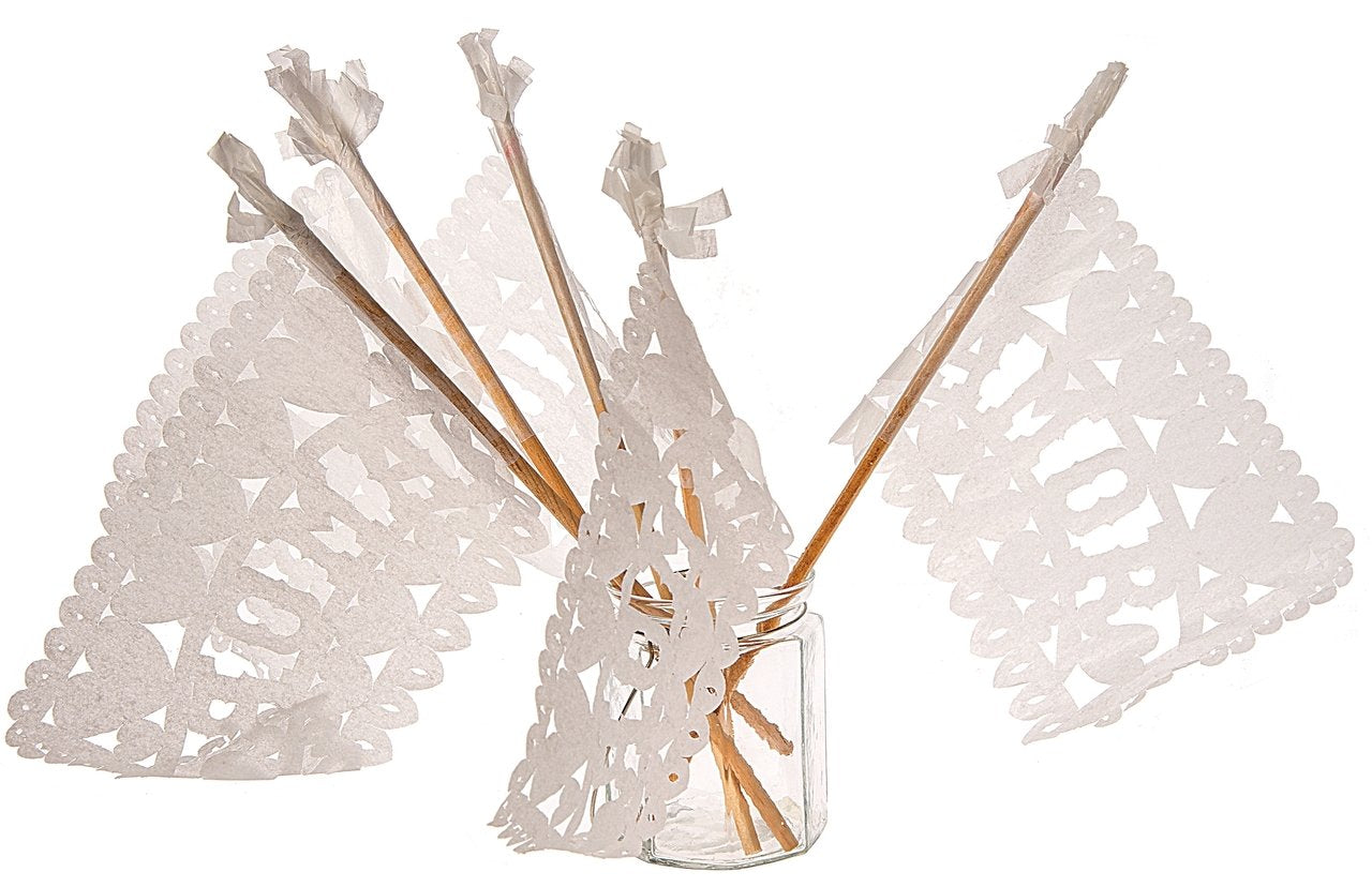 White Mexican Wedding Paper Flags - PaperLanternStore.com - Paper Lanterns, Decor, Party Lights & More