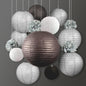 12-pc Silver / Black New Year's Eve Celebration Party Pack Paper Lantern Combo Set