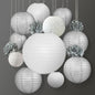 12-pc Silver / White New Year's Eve Celebration Party Pack Paper Lantern Combo Set