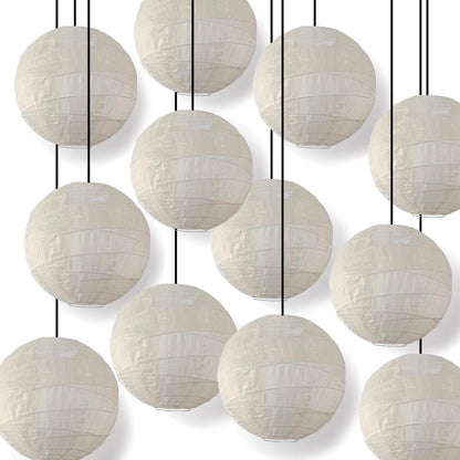 BULK PACK (12) 24" Beige Shimmering Nylon Lantern, Crisscross Ribbing, Durable, Hanging