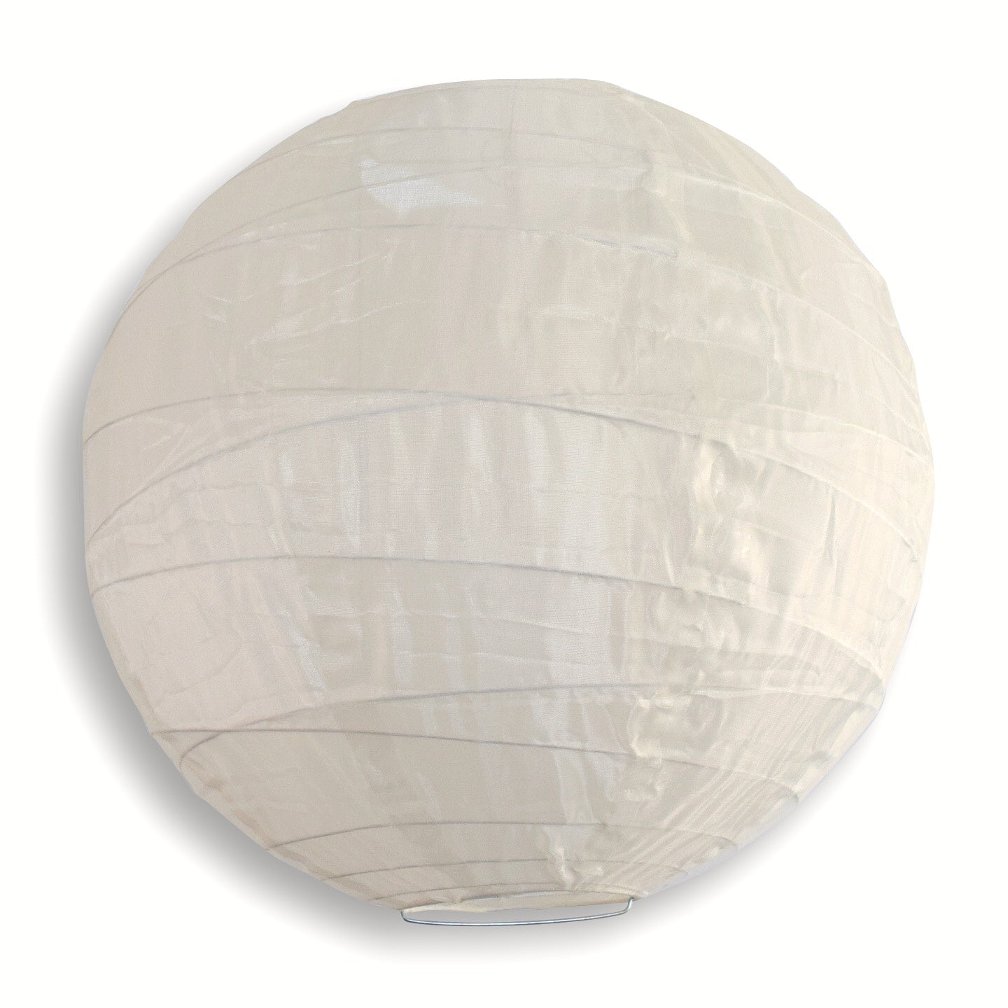 14" Irregular Ribbed Beige / Ivory Shimmering Nylon Lantern, Durable, Hanging