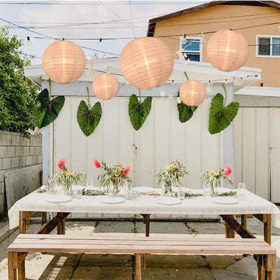 30" Beige Jumbo Shimmering Nylon Lantern, Even Ribbing, Durable, Dry Outdoor Hanging Decoration