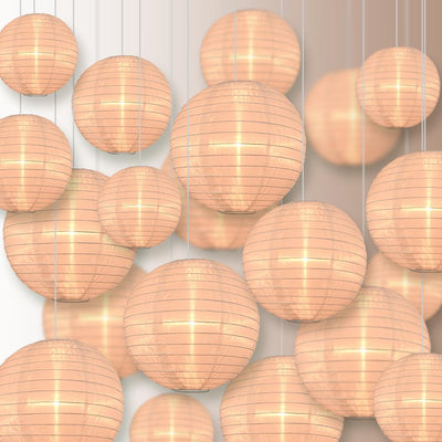 36" Beige Jumbo Shimmering Nylon Lantern, Even Ribbing, Durable, Dry Outdoor Hanging Decoration