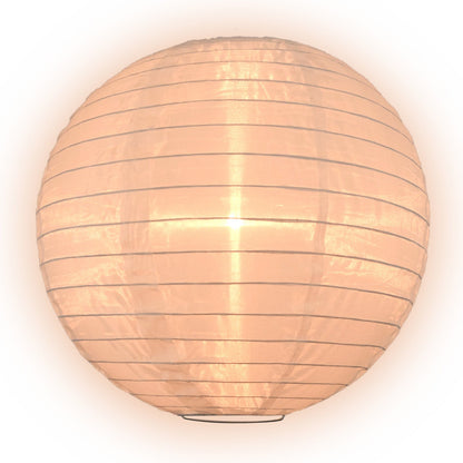 BLOWOUT 4" Beige Round Shimmering Nylon Lantern Party String Lights (8FT, Expandable)