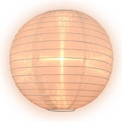 20" Beige Shimmering Nylon Lantern, Even Ribbing, Durable, Hanging - PaperLanternStore.com - Paper Lanterns, Decor, Party Lights & More