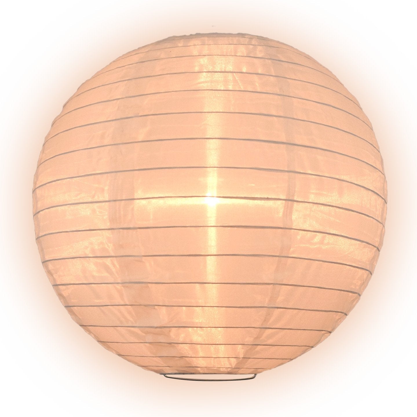 Lit Beige White Shimmering Nylon Lantern, Even Ribbing, Durable, Hanging