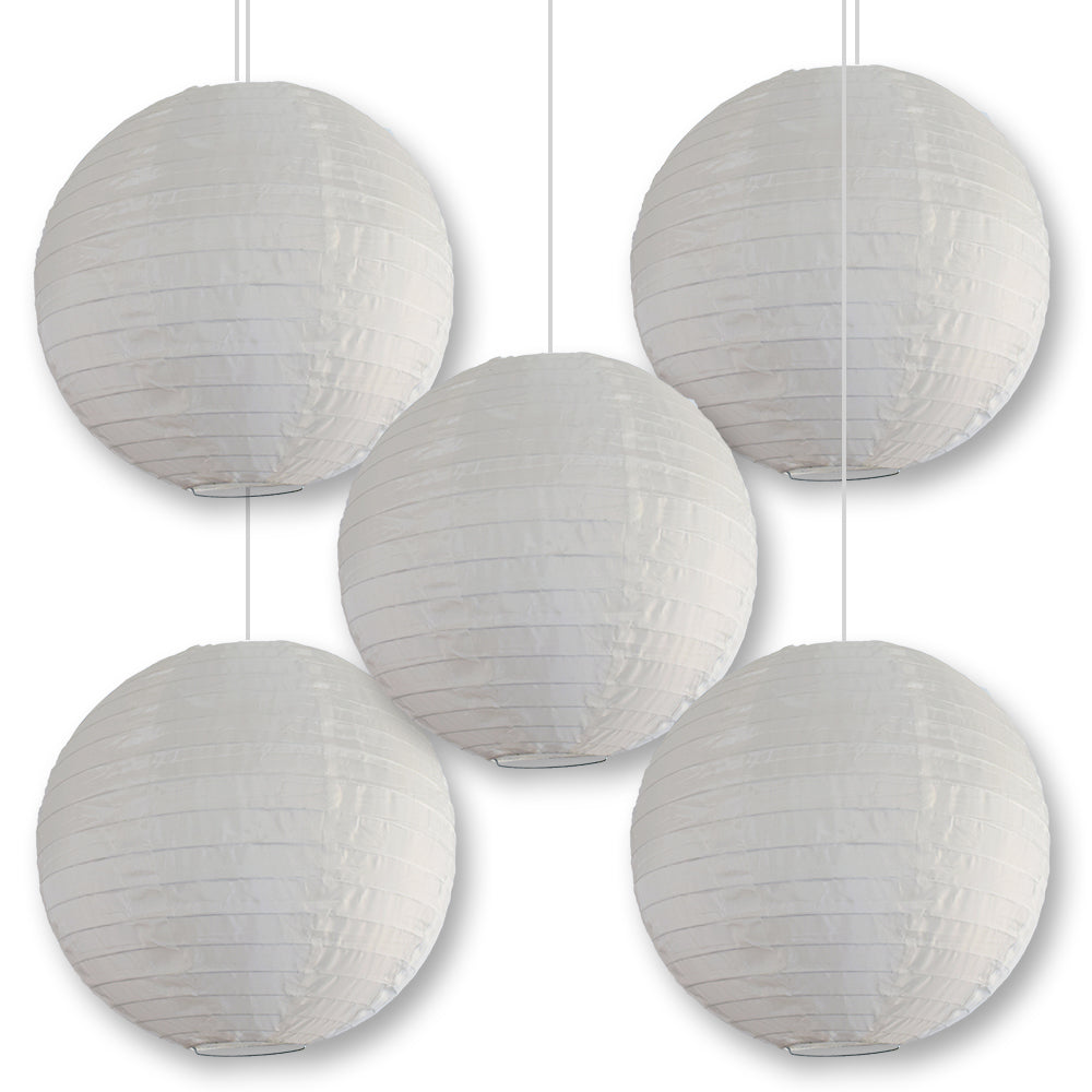 BULK PACK (5) 10" Beige Shimmering Nylon Lantern, Even Ribbing, Durable, Hanging