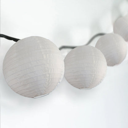BLOWOUT 4" Beige Round Shimmering Nylon Lantern Party String Lights (8FT, Expandable)