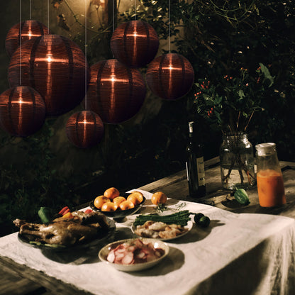 Ultimate 20-Piece Black Nylon Lantern Party Pack - Assorted Sizes of 6", 8", 10", 12" (5 Round Lanterns Each) for Weddings, Events and Décor