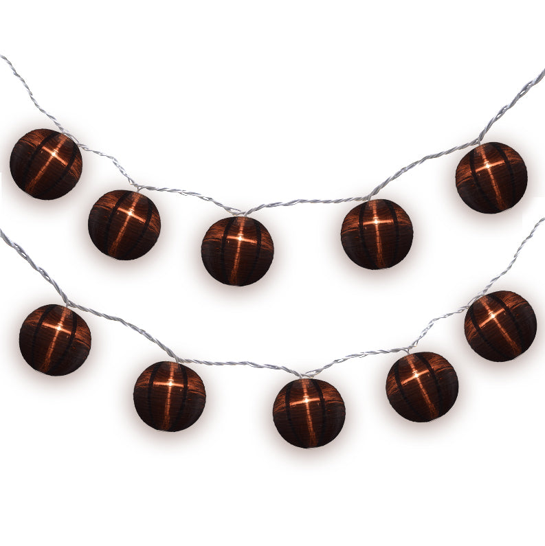 BLOWOUT 4" Black Round Shimmering Nylon Lantern Party String Lights (8FT, Expandable)