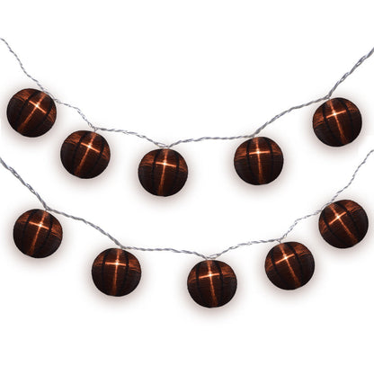 BLOWOUT 4" Black Round Shimmering Nylon Lantern Party String Lights (8FT, Expandable)
