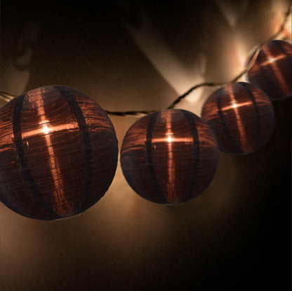 BLOWOUT 4" Black Round Shimmering Nylon Lantern Party String Lights (8FT, Expandable)