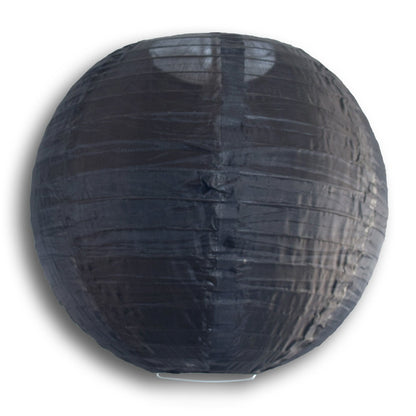 BULK PACK (5) 24" Black Shimmering Nylon Lantern, Even Ribbing, Durable, Hanging - PaperLanternStore.com - Paper Lanterns, Decor, Party Lights & More