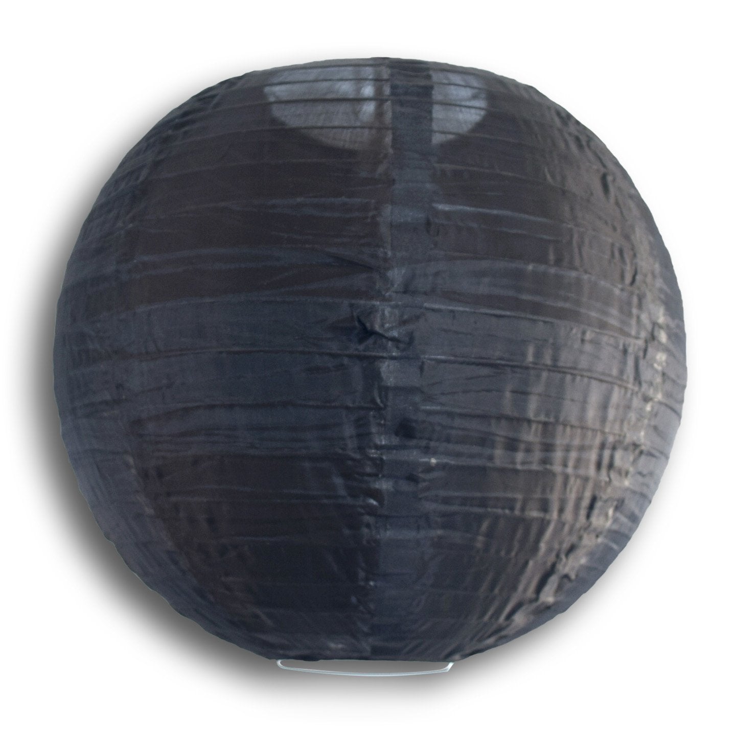 24" Black Shimmering Nylon Lantern, Even Ribbing, Durable, Hanging - PaperLanternStore.com - Paper Lanterns, Decor, Party Lights & More