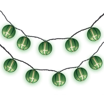 4" Emerald Green Round Shimmering Nylon Lantern Party String Lights (8FT, Expandable)