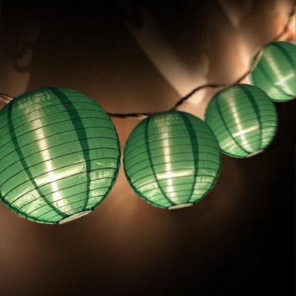BLOWOUT 4" Emerald Green Round Shimmering Nylon Lantern Party String Lights (8FT, Expandable)