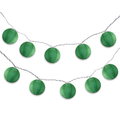 BLOWOUT 4" Emerald Green Round Shimmering Nylon Lantern Party String Lights (8FT, Expandable)