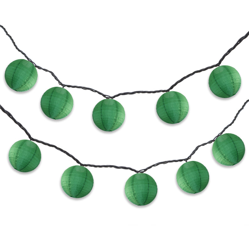 BLOWOUT 4" Emerald Green Round Shimmering Nylon Lantern Party String Lights (8FT, Expandable)