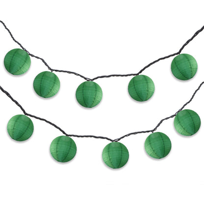 BLOWOUT 4" Emerald Green Round Shimmering Nylon Lantern Party String Lights (8FT, Expandable)