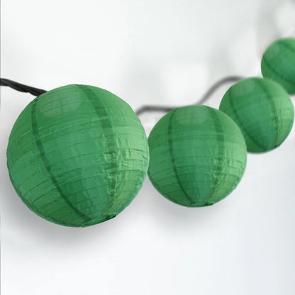 BLOWOUT 4" Emerald Green Round Shimmering Nylon Lantern Party String Lights (8FT, Expandable)