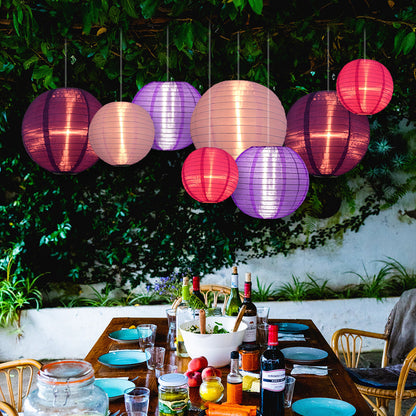 Ultimate 20-Piece Purple Variety Nylon Lantern Party Pack - Assorted Sizes of 6", 8", 10", 12" (5 Round Lanterns Each) for Weddings, Events and Décor