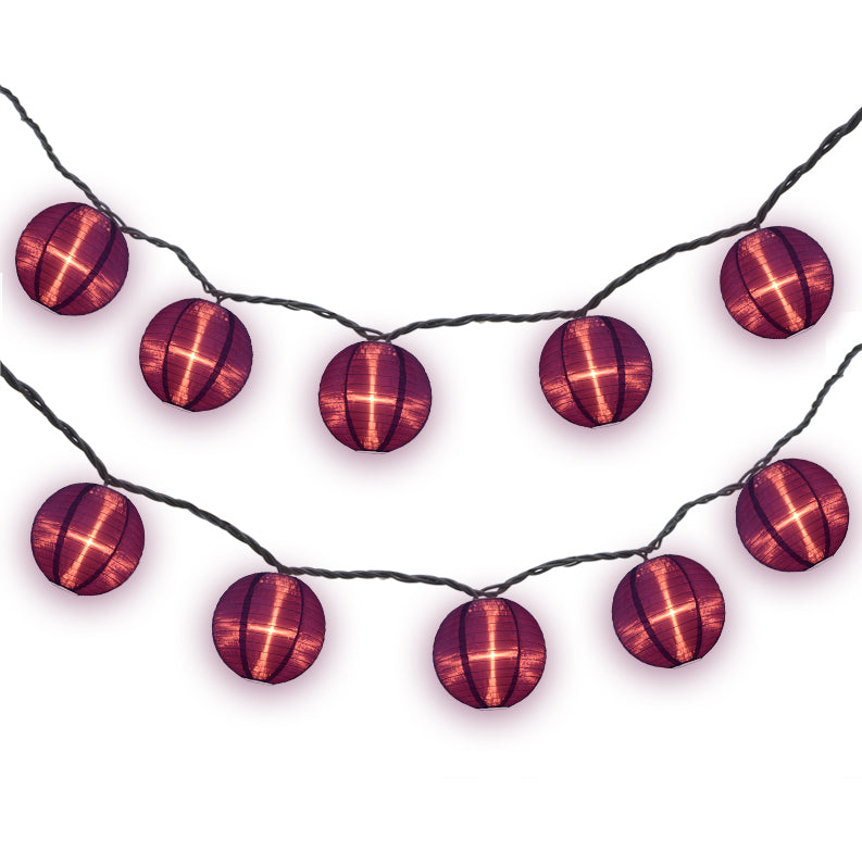 4" Royal Purple Round Shimmering Nylon Lantern Party String Lights (8FT, Expandable)