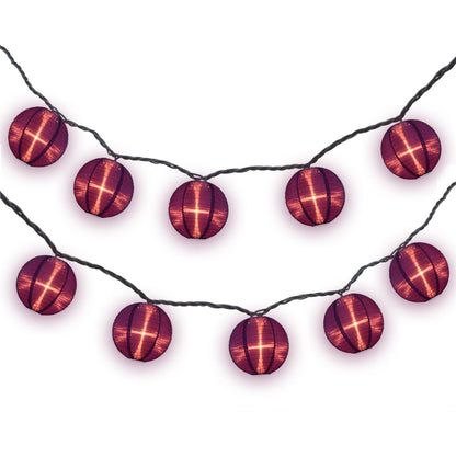 4" Royal Purple Round Shimmering Nylon Lantern Party String Lights (8FT, Expandable)