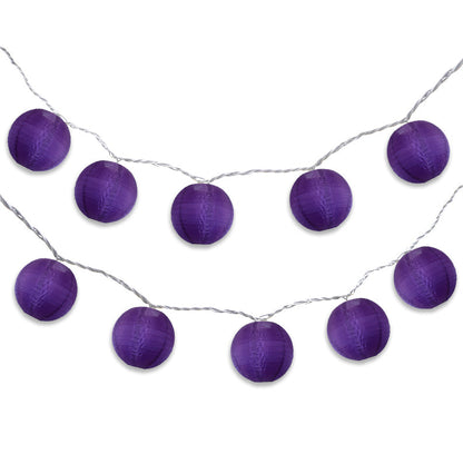 BLOWOUT 4" Royal Purple Round Shimmering Nylon Lantern Party String Lights (8FT, Expandable)