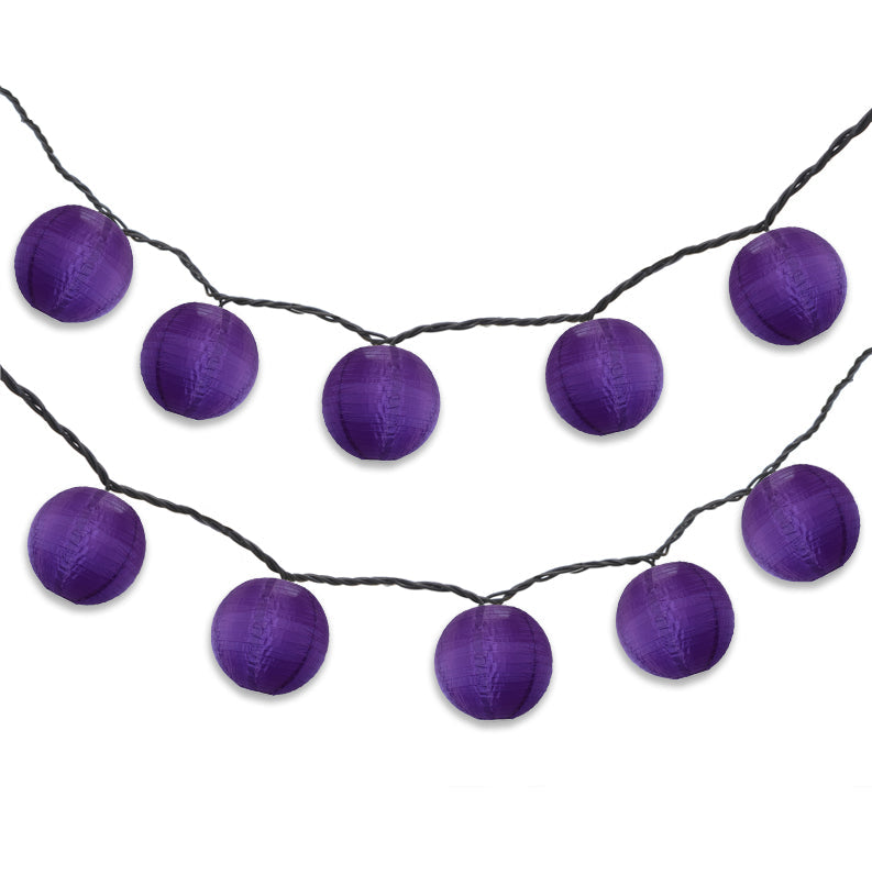 BLOWOUT 4" Royal Purple Round Shimmering Nylon Lantern Party String Lights (8FT, Expandable)