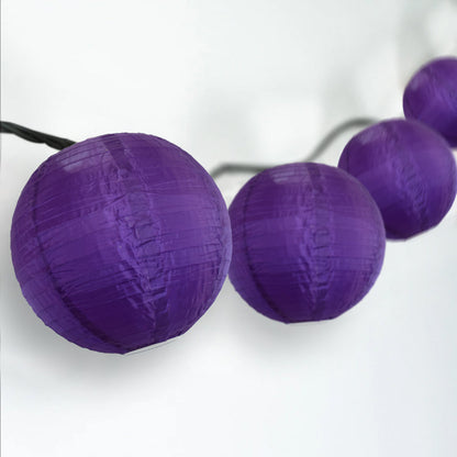 BLOWOUT 4" Royal Purple Round Shimmering Nylon Lantern Party String Lights (8FT, Expandable)