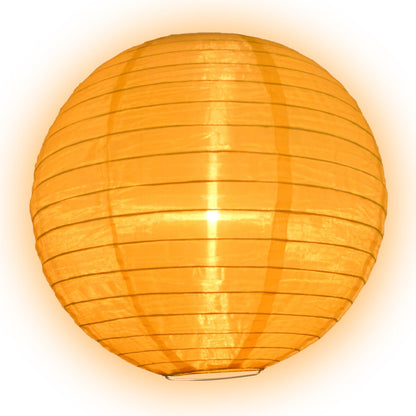 4 Inch Gold Round Shimmering Nylon Lanterns, Even Ribbing, Hanging (10-PACK) Decoration